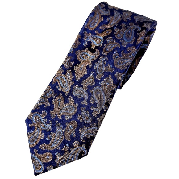 Silk Tie Italian Made Shimmering Rich Purple Gold Blue Paisley Beautiful¡ - Picture 10 of 10